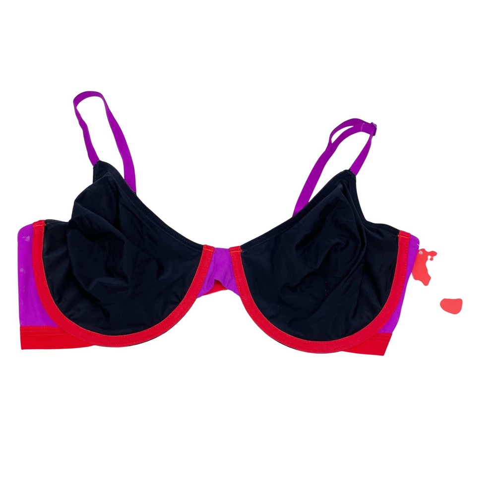 Parade Women's‎ Black Purple Red Trim Underwire Nylon Bra Size Large